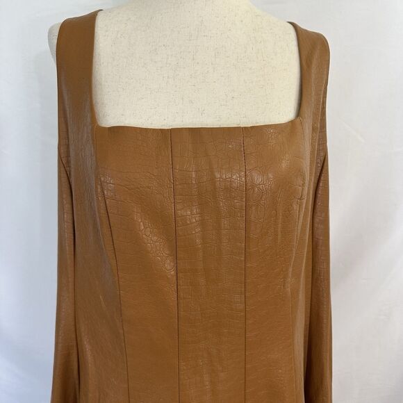 Anthropologie Avec Les Filles Faux Vegan Leather Midi Dress 1X Plus - Picture 4 of 10